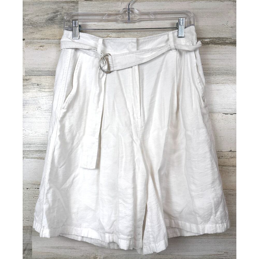 French Connection Womens 8 White Belted Dress Shorts Lightweight Viscose Casual